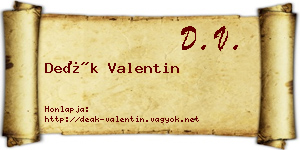 Deák Valentin névjegykártya