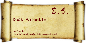 Deák Valentin névjegykártya